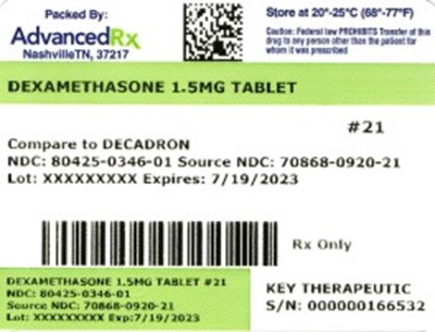 Label 1 (Dexamethasone 1.5mg 80425 0346 01)